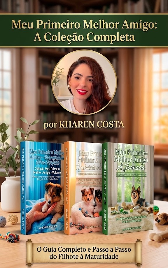 Kharen Costa, autora da coleção Meu Primeiro Melhor Amigo, com os 3 volumes